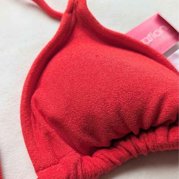 Xhilaration Cherry Red Terry Bikini Swimsuit Cheeky - Picture 2 of 5